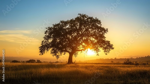 Wallpaper Mural  Majestic Live Oak Tree: A Symbol of Strength and Enduring Growth in a Serene Landscape Torontodigital.ca