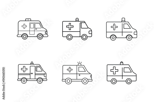 ambulance icon line art .vector illustration