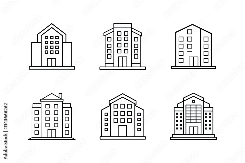 apartment building icon line art vector illustration apartment building icon line art vector illustration