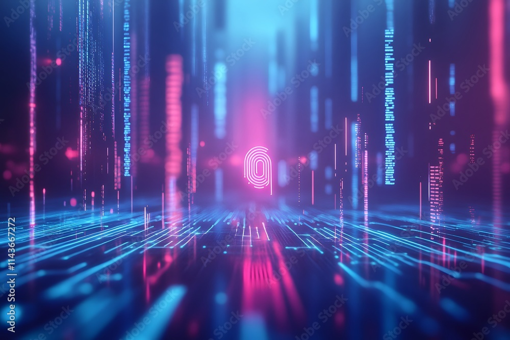 Digital Fingerprint: Cybersecurity and Data Security in a Neon-Lit Cyberspace Digital Fingerprint: Cybersecurity and Data Security in a Neon-Lit Cyberspace