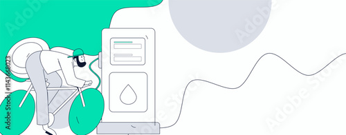 Vector Internet operation hand-drawn illustration of people getting discounts for refueling their cars
