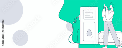 Vector Internet operation hand-drawn illustration of people getting discounts for refueling their cars
