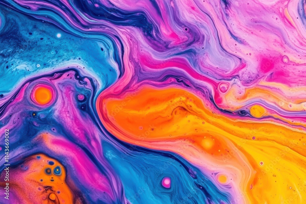 custom made wallpaper toronto digitalVibrant fluid art swirling colors abstract painting, orange