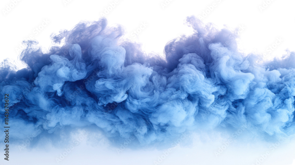 Fototapeta premium blue smoke explosion on white background