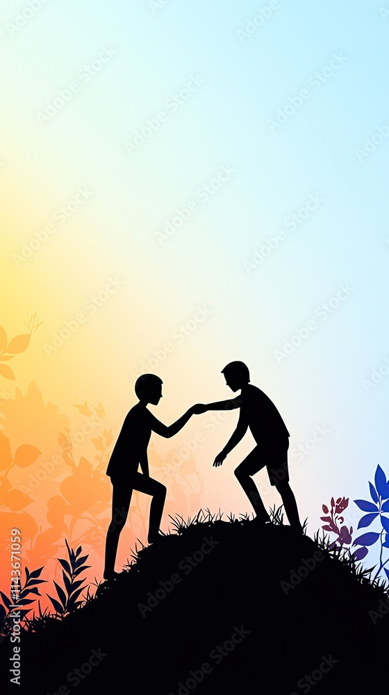 Friendship and support in climactic journey. Friendship and support in climactic journey.