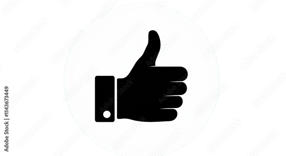 Thumb up icon, Silhouette isolated background, Thumbs Up icon on white round vector button Thumb up icon, Silhouette isolated background, Thumbs Up icon on white round vector button