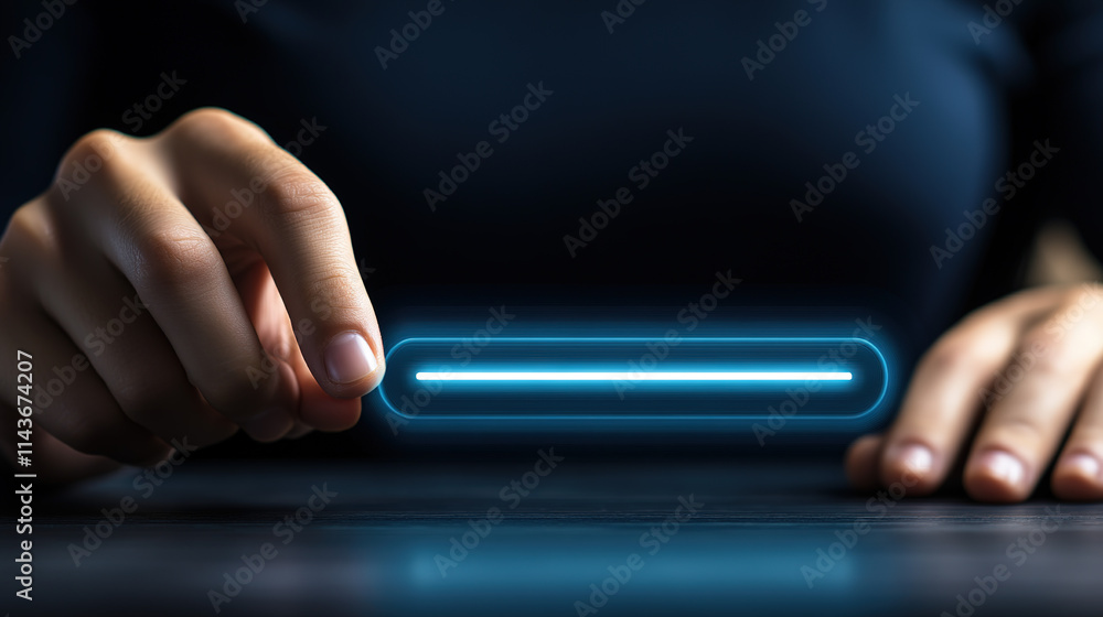 Person typing on a search bar on a sleek laptop, seeking information and exploring new possibilities. The act of searching symbolizes curiosity, learning, and the endless potential of the digital age Person typing on a search bar on a sleek laptop, seeking information and exploring new possibilities. The act of searching symbolizes curiosity, learning, and the endless potential of the digital age