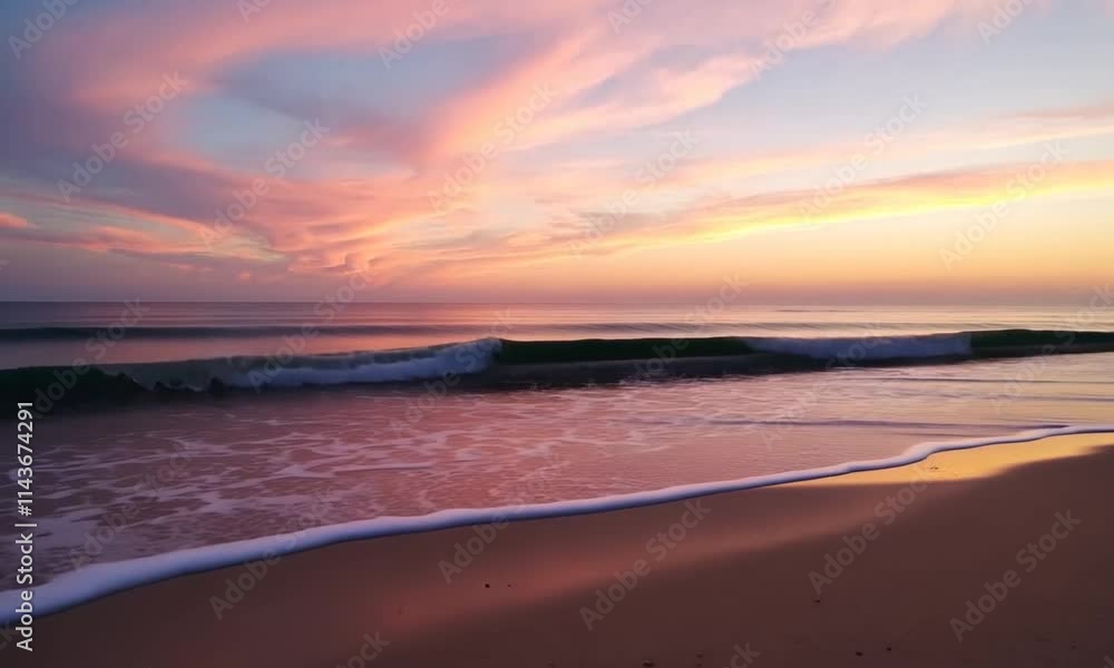 Serene Sunset Seascape: Coastal Tranquility at Dawn
