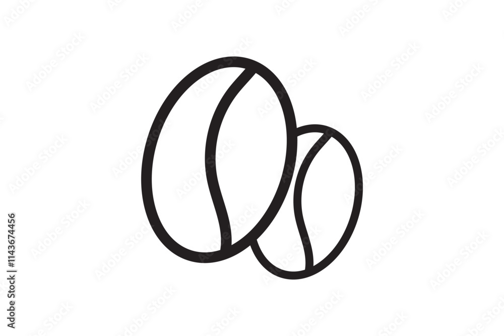 Coffee bean icon isolated on white background. Line bean icon. Morning coffee vector. Black line grain icon design. Coffee sign or symbol line design. Coffee bean icon isolated on white background. Line bean icon. Morning coffee vector. Black line grain icon design. Coffee sign or symbol line design.