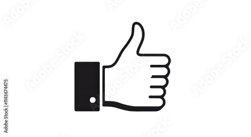 Thumb up icon, Silhouette isolated background, Thumbs Up icon on white round vector button