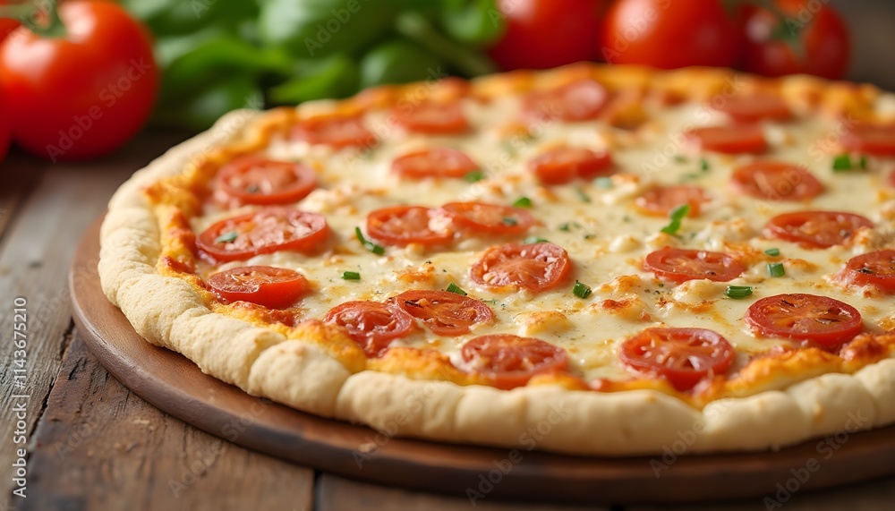 Photorealistic image of a cauliflower pizza crust, set against a background of fresh ingredients like tomatoes, basil, and cheese, focusing on the texture and golden crust of the base. Photorealistic image of a cauliflower pizza crust, set against a background of fresh ingredients like tomatoes, basil, and cheese, focusing on the texture and golden crust of the base.