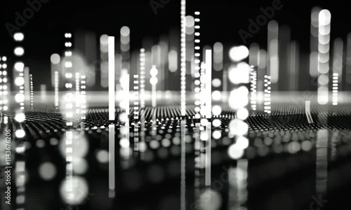 Wallpaper Mural Abstract Glowing Cityscape of Data Visualization in Monochrome Torontodigital.ca