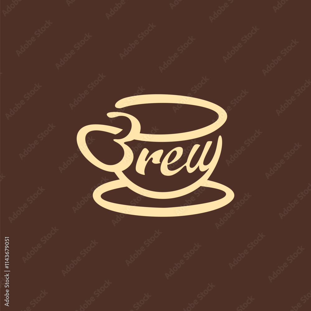 Obraz premium Cup Brew Wordmark logo icon vector