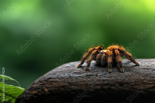 Tarantulas climbing rainforest vines jungle canopy wildlife photography lush environment close-up view nature's mysteries photo