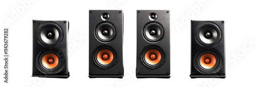 Set of stack audio music speaker on transparency background PNG