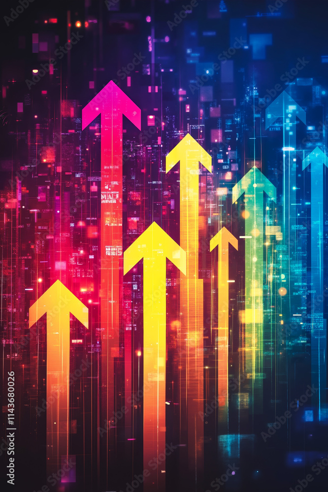 A group of colorful arrows pointing up in the air A group of colorful arrows pointing up in the air