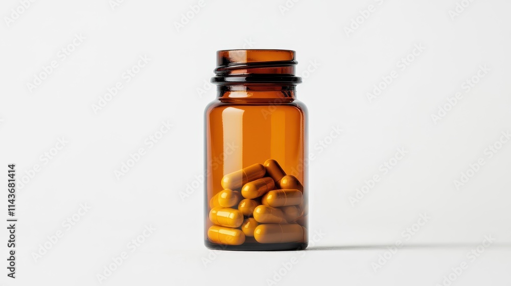 Classic Amber Bottle Filled with Pills Classic Amber Bottle Filled with Pills