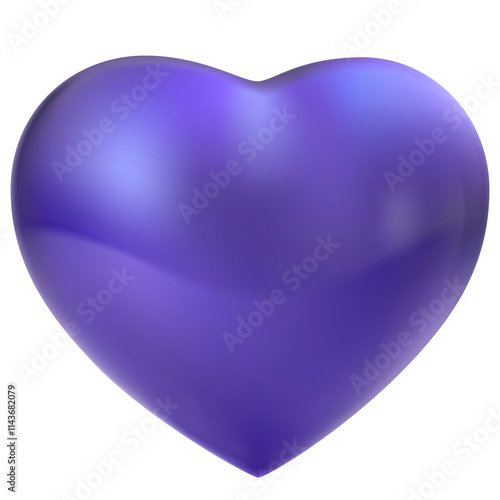 Blue violet heart 3d isolated on transparent background cutout