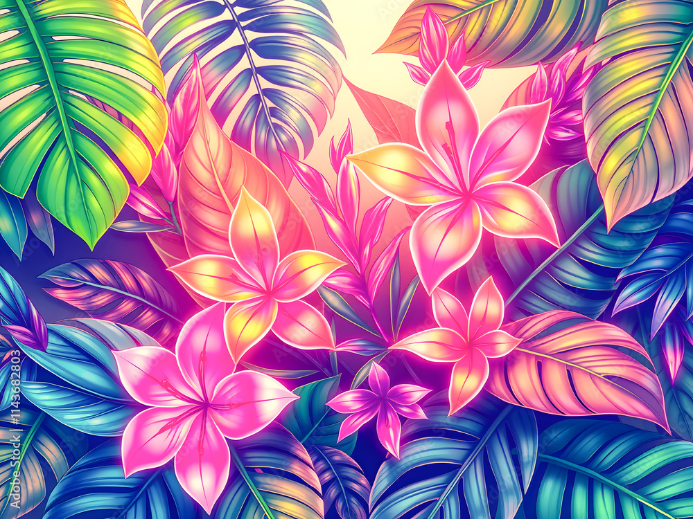 Seamless Floral Pattern Vector Illustration with Pink Flowers and Green Leaves for Spring Wallpaper Design Seamless Floral Pattern Vector Illustration with Pink Flowers and Green Leaves for Spring Wallpaper Design