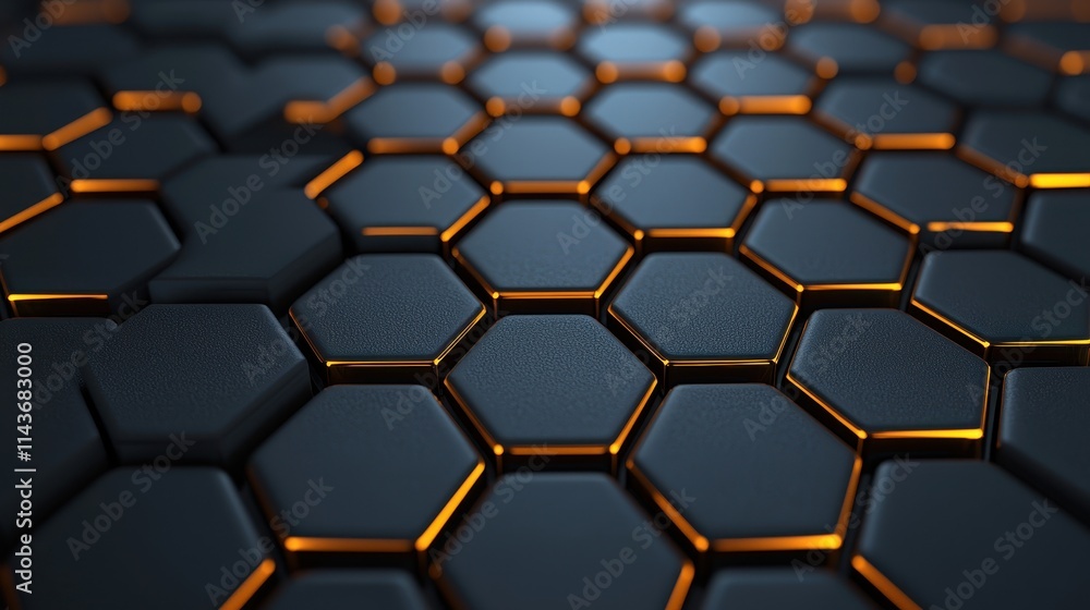 Hexagonal Pattern with Glowing Edges on Dark Surface Background Hexagonal Pattern with Glowing Edges on Dark Surface Background