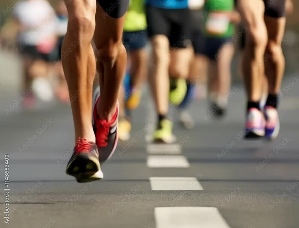 Dynamic Marathon Runners' Legs in Action on Asphalt Road
Dynamic Marathon Runners' Legs in Action on Asphalt Road
