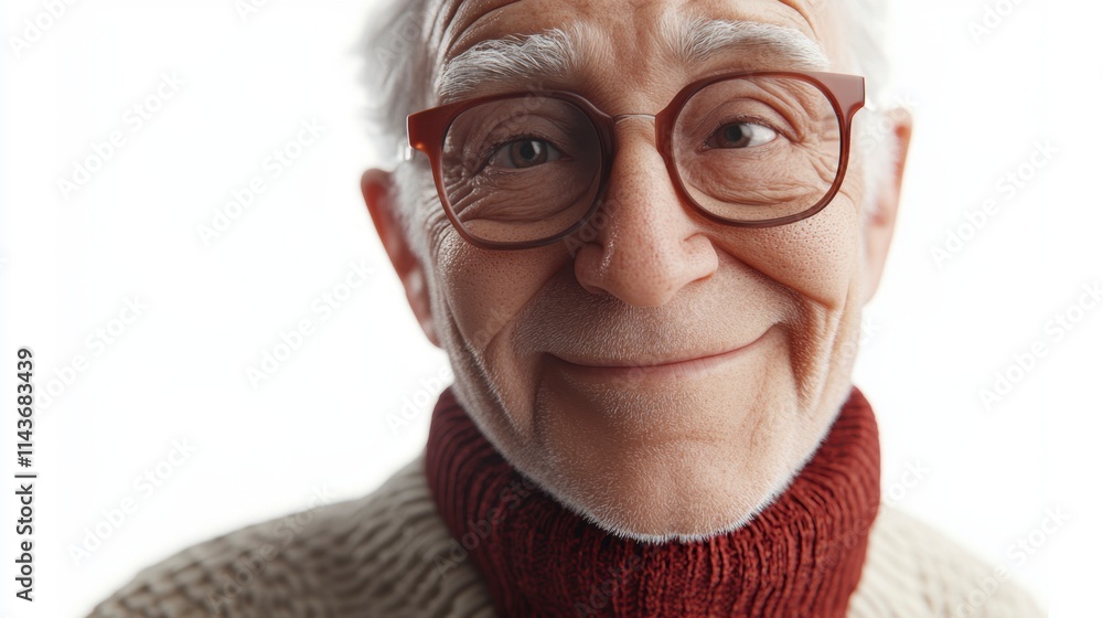 Smiling Elderly Man Close-Up Portrait, Warm Winter Theme Smiling Elderly Man Close-Up Portrait, Warm Winter Theme
