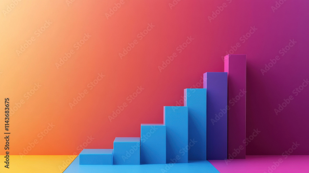 A 3D business graph with an upward arrow growth and financial success A 3D business graph with an upward arrow growth and financial success