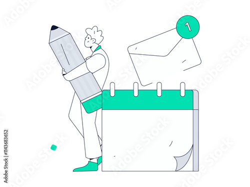 Check-in character flat vector concept operation hand-drawn illustration
