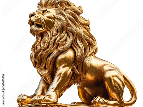 golden lion statue isolated on traparent background photo