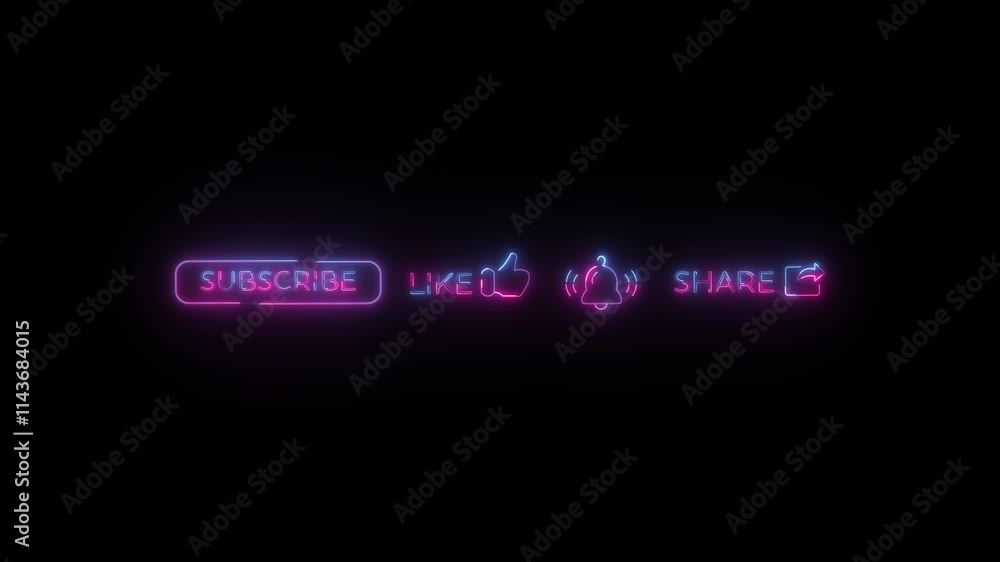 Blue and pink colorful Social button neon animation. Social button neon neon lite. Blue and pink colorful Social button neon animation. Social button neon neon lite.