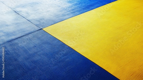 Judo Mat Texture: Blue and Yellow Tatami Surface