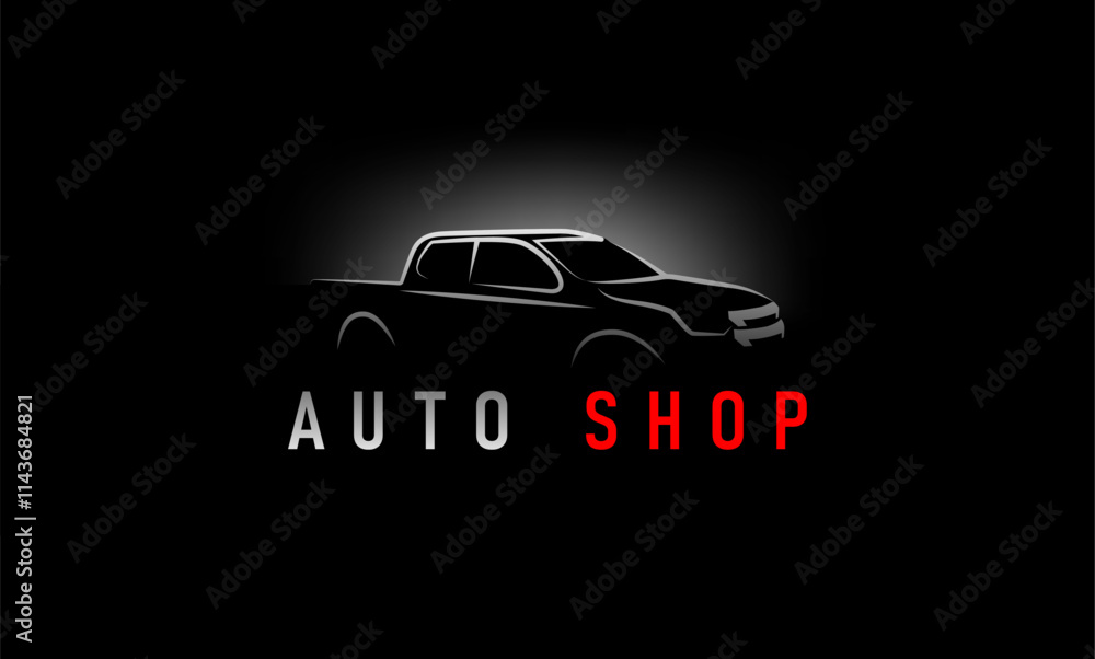 Obraz premium Pick up truck logo vector. automotive logo vector.