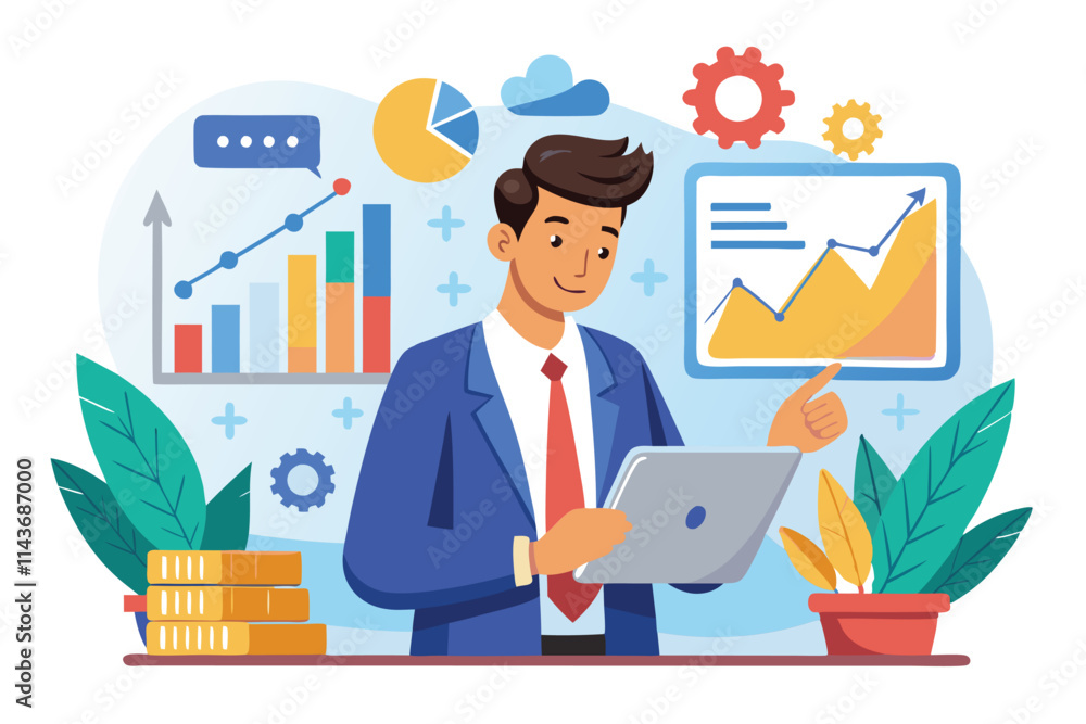 A professional analyzes sales growth and develops a marketing plan using digital tools at a workspace Business analyst using sales growth and profit analysis to create a marketing plan. A professional analyzes sales growth and develops a marketing plan using digital tools at a workspace Business analyst using sales growth and profit analysis to create a marketing plan.