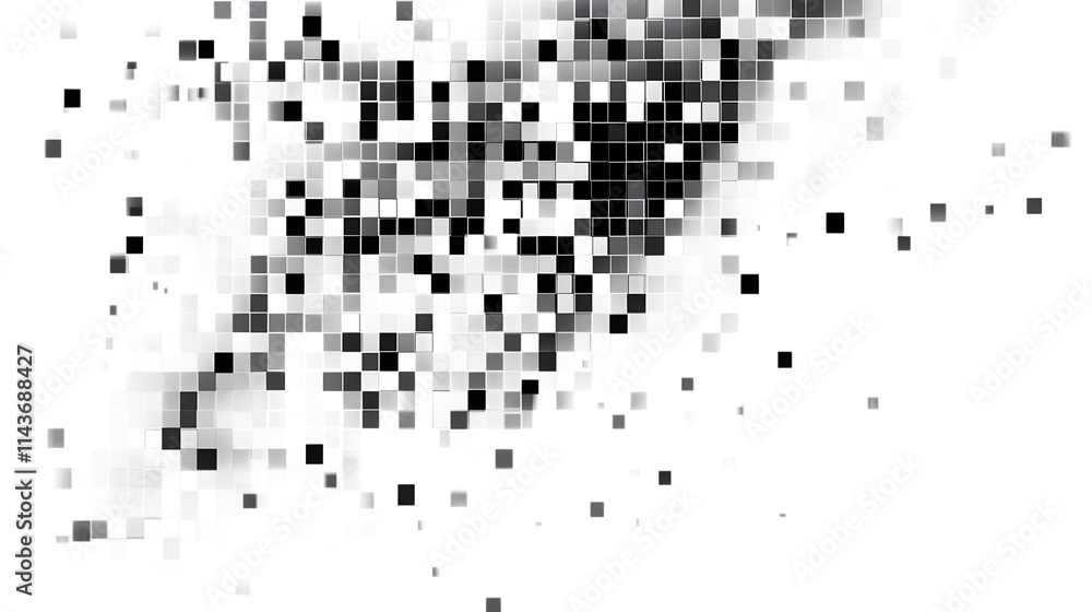 black digital pixel squares forming a geometric overlay, isolated on transparent black digital pixel squares forming a geometric overlay, isolated on transparent