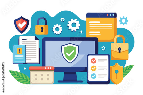 A collection of various digital security elements emphasizes the importance of secure data entry practices Secure data entry trend with no change.