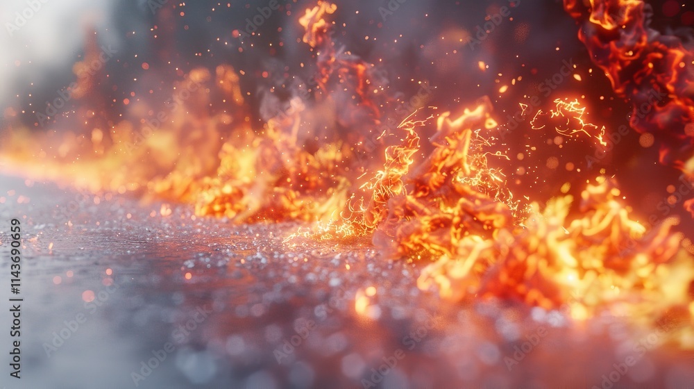 Wall Of Fire, Burning Flames On Dark Background , Abstract Fire Ignition, Danger and Hell concept Wall Of Fire, Burning Flames On Dark Background , Abstract Fire Ignition, Danger and Hell concept