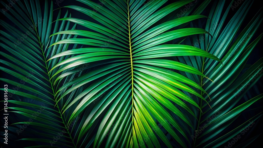Lush Tropical Palm Fronds Displaying Vibrant Green Hues Lush Tropical Palm Fronds Displaying Vibrant Green Hues