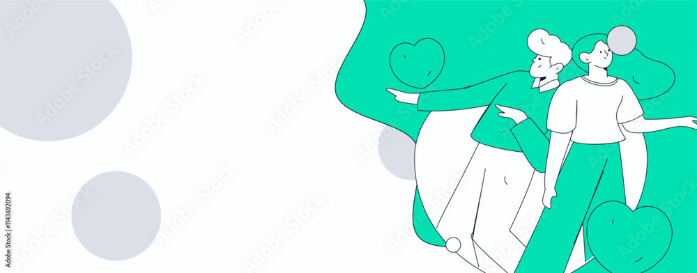 Fototapeta premium Happy Valentine's Day flat character vector concept business hand drawn illustration 