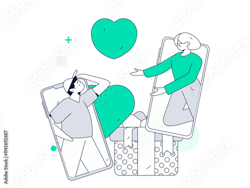 Happy Valentine's Day flat character vector concept business hand drawn illustration
