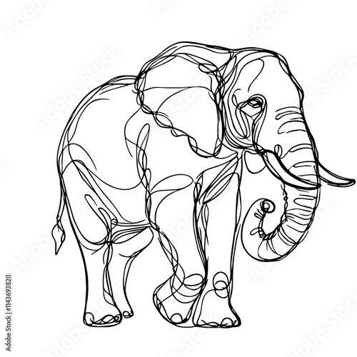 Continuous Line sketch of an elephant