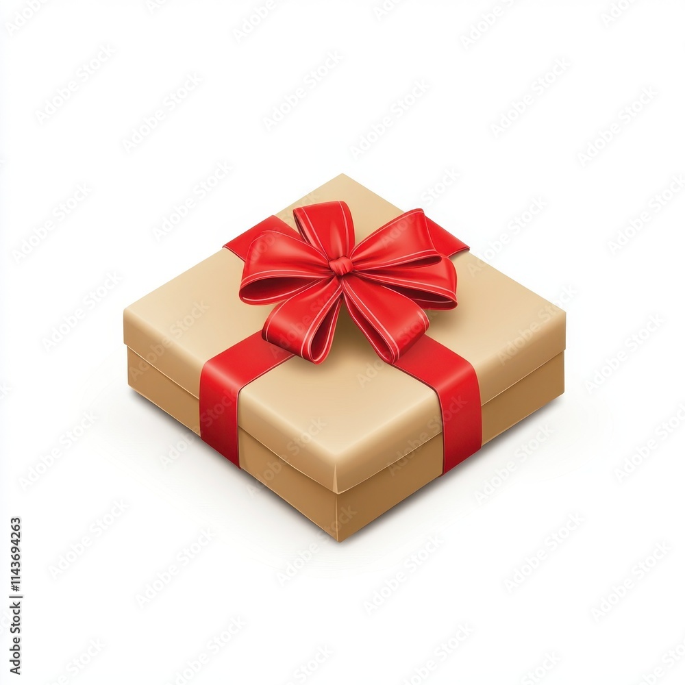 Obraz premium Gift box with red ribbon bow isolated on white background