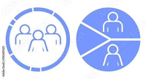 Ratio of men to women, pie chart. Population infographics. Circle diagram. Flat vector illustration isolated on white background.