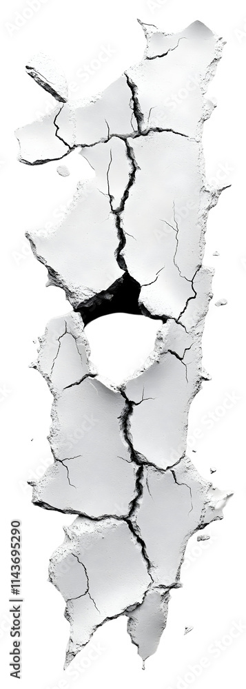 Cracked Plaster Texture with Hole, Isolated on Transparent Background Cracked Plaster Texture with Hole, Isolated on Transparent Background