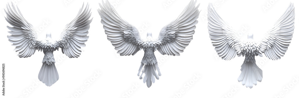 White Bird Wings Collection Isolated on White Background White Bird Wings Collection Isolated on White Background