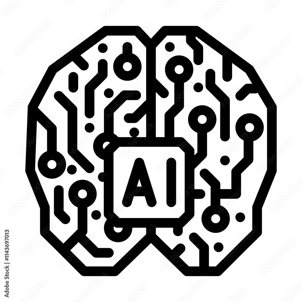 artificial intelligence ai brain industry 4 line icon vector. artificial intelligence ai brain industry 4 sign. isolated contour symbol black illustration artificial intelligence ai brain industry 4 line icon vector. artificial intelligence ai brain industry 4 sign. isolated contour symbol black illustration