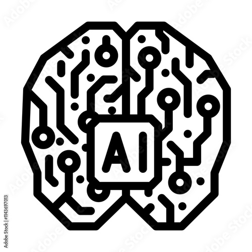 artificial intelligence ai brain industry 4 line icon vector. artificial intelligence ai brain industry 4 sign. isolated contour symbol black illustration