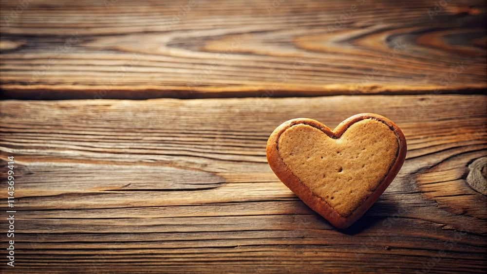 Heart-shaped cookie on rustic wooden background. A symbol of affection and sweet treat. Heart-shaped cookie on rustic wooden background. A symbol of affection and sweet treat.