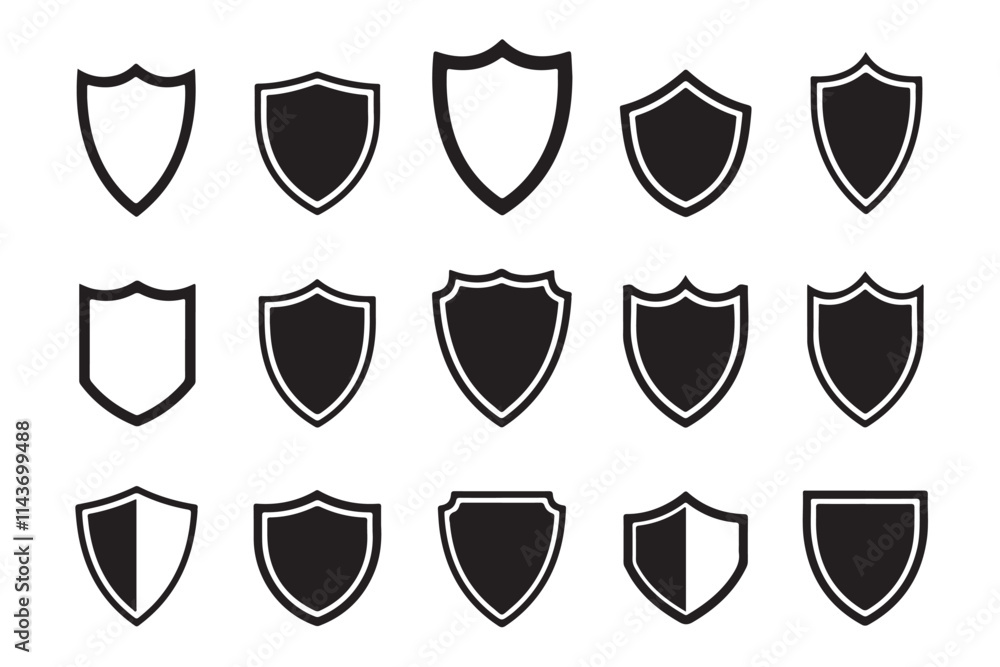 Black Shield Silhouette Vector Logo Black Shield Silhouette Vector Logo