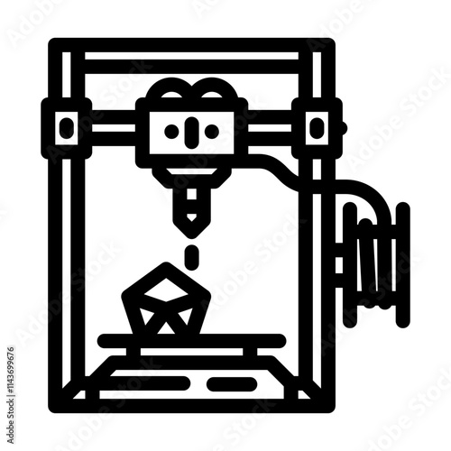 3d printing machine industry 4 line icon vector. 3d printing machine industry 4 sign. isolated contour symbol black illustration