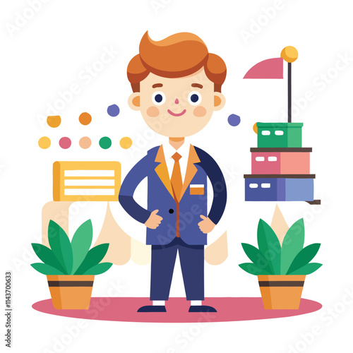 businessman watering a plant